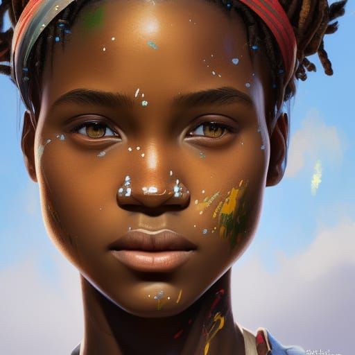 Hyperrealistic Portrait of a Jamaican Girl