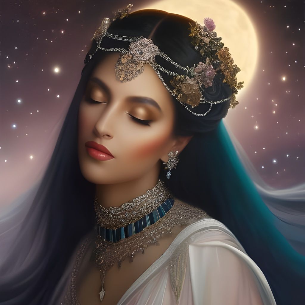 Nyx, Goddess of Night: Hyperrealistic Cosmic Portrait