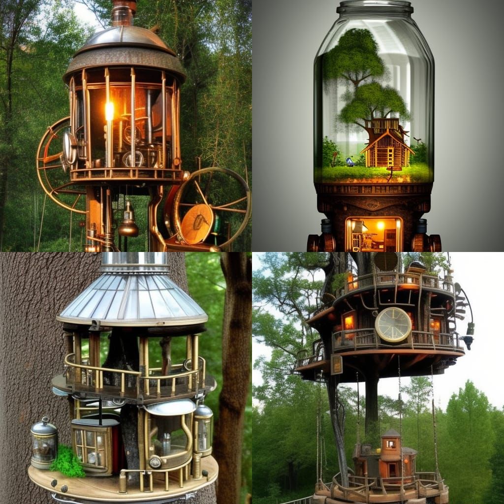 Steampunk Treehouse in Glass Jar