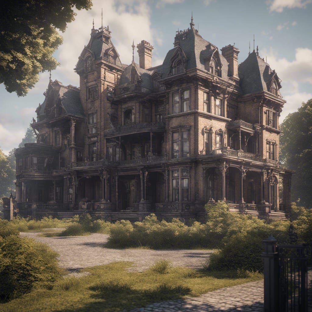 Victorian Manor in Modern City: 3D Game Art