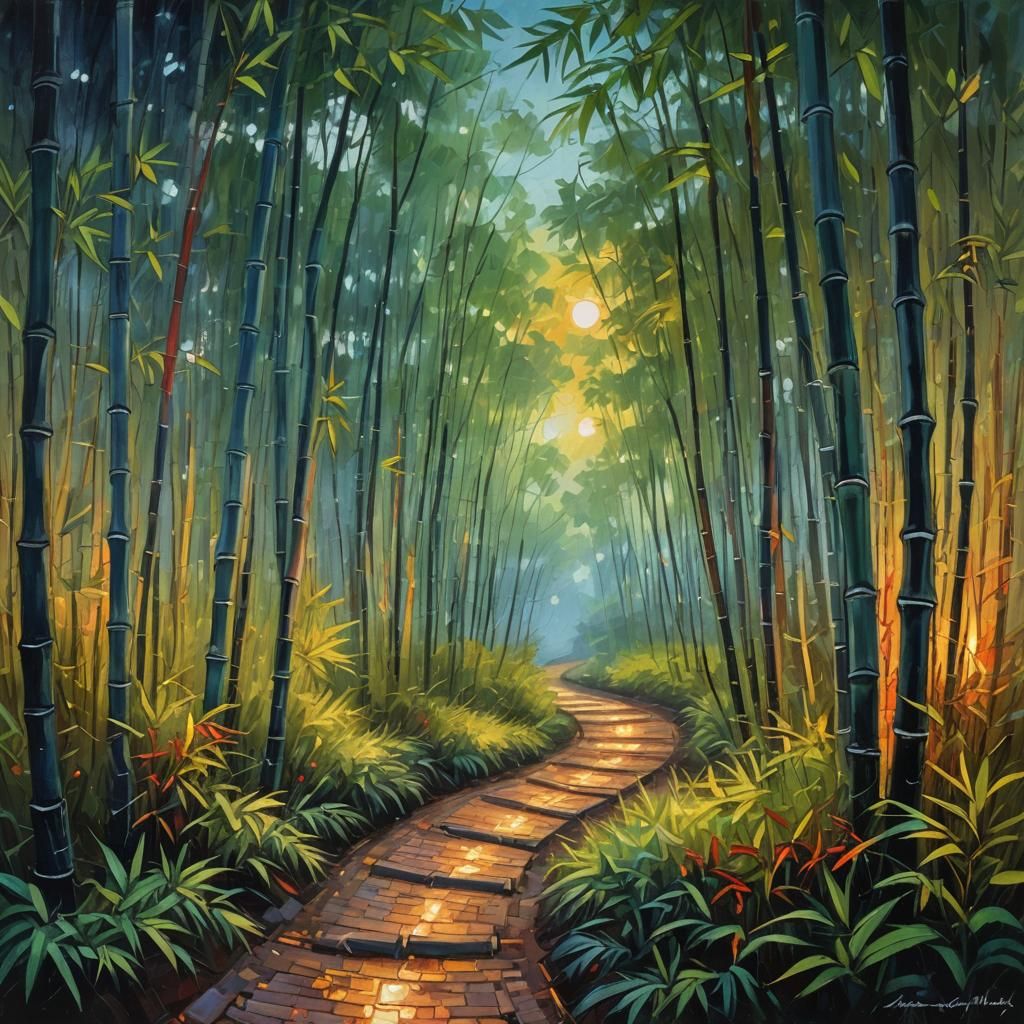 Impressionist Path to Heart-Shaped Light