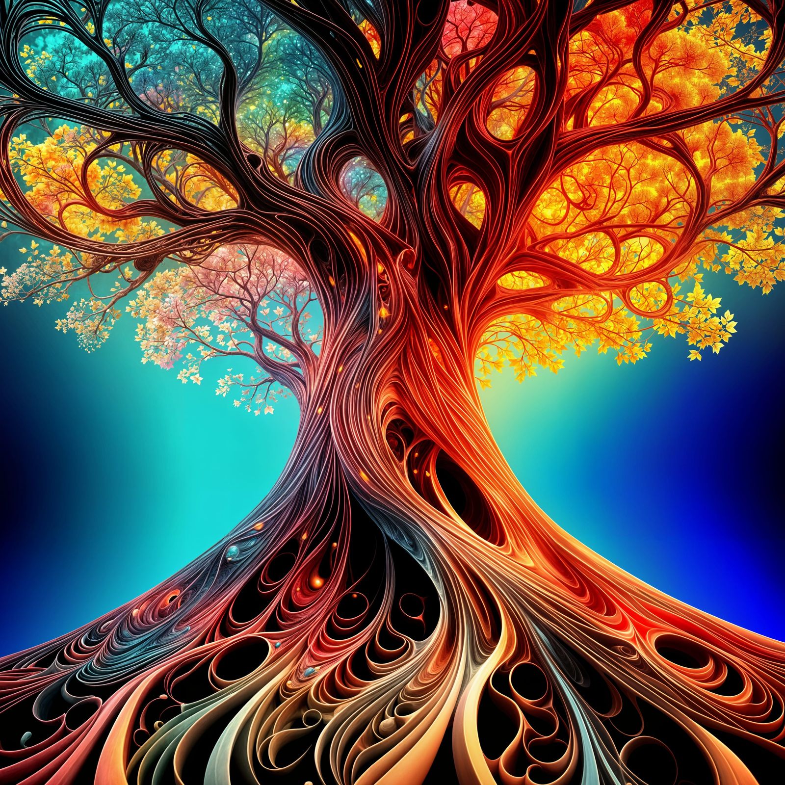 Magical Pastel Tree with Abstract Fractal Design