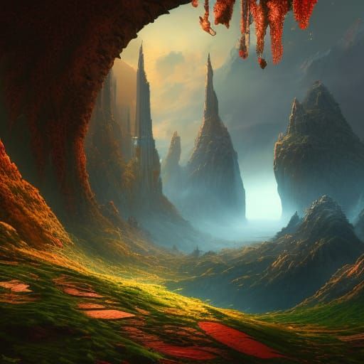 Fantastical Love in Deep Color, Digital Matte Painting