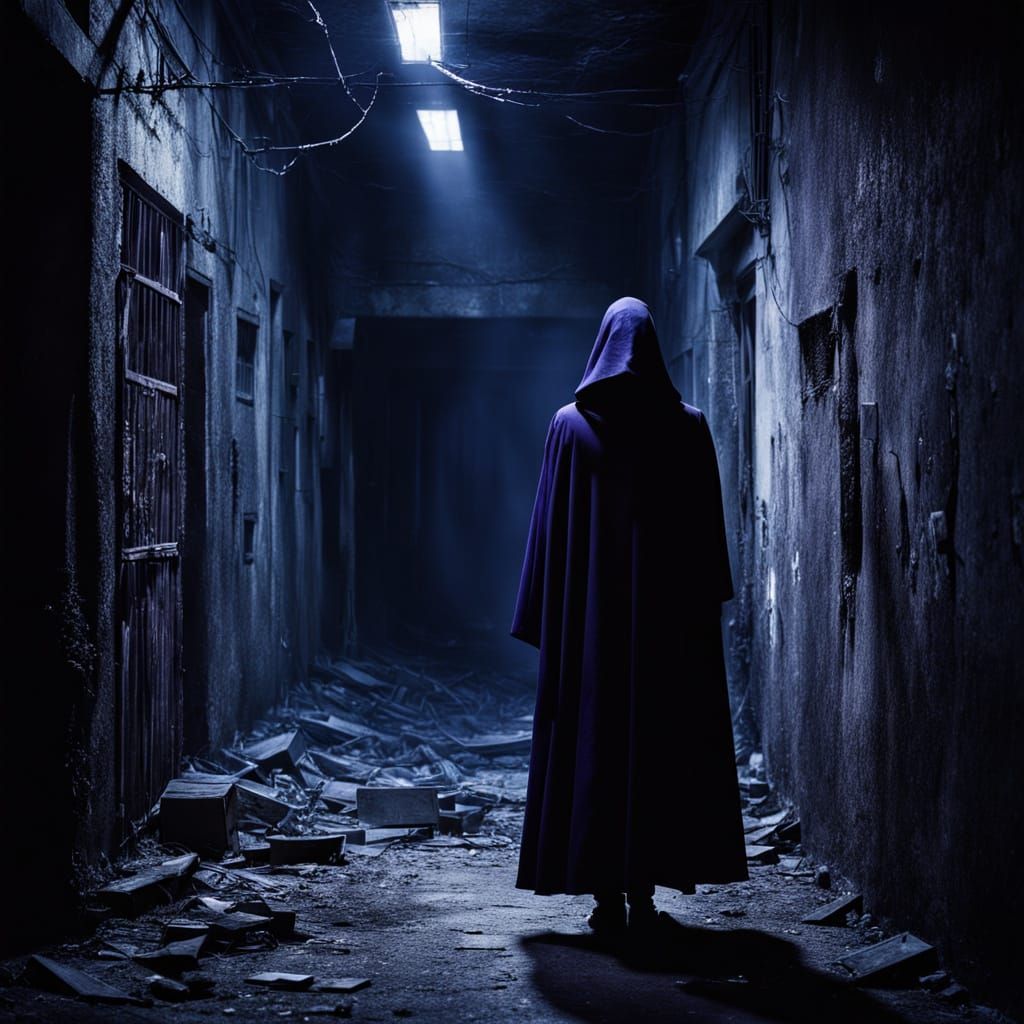 Mysterious Figure in Dark Alleyway