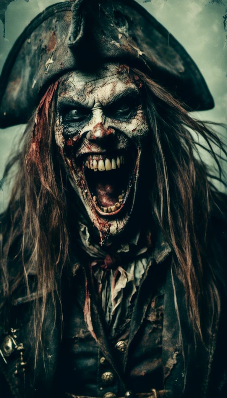 Evil Pirate Laughing in Macabre Style