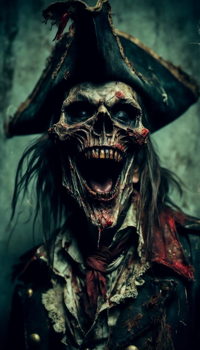 Evil Pirate Laughing in Macabre Style