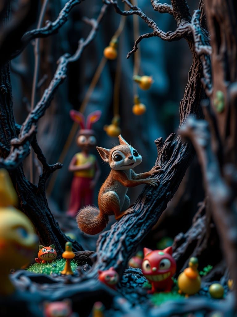 Mischievous Squirrel in a Creepy Stop Motion Forest