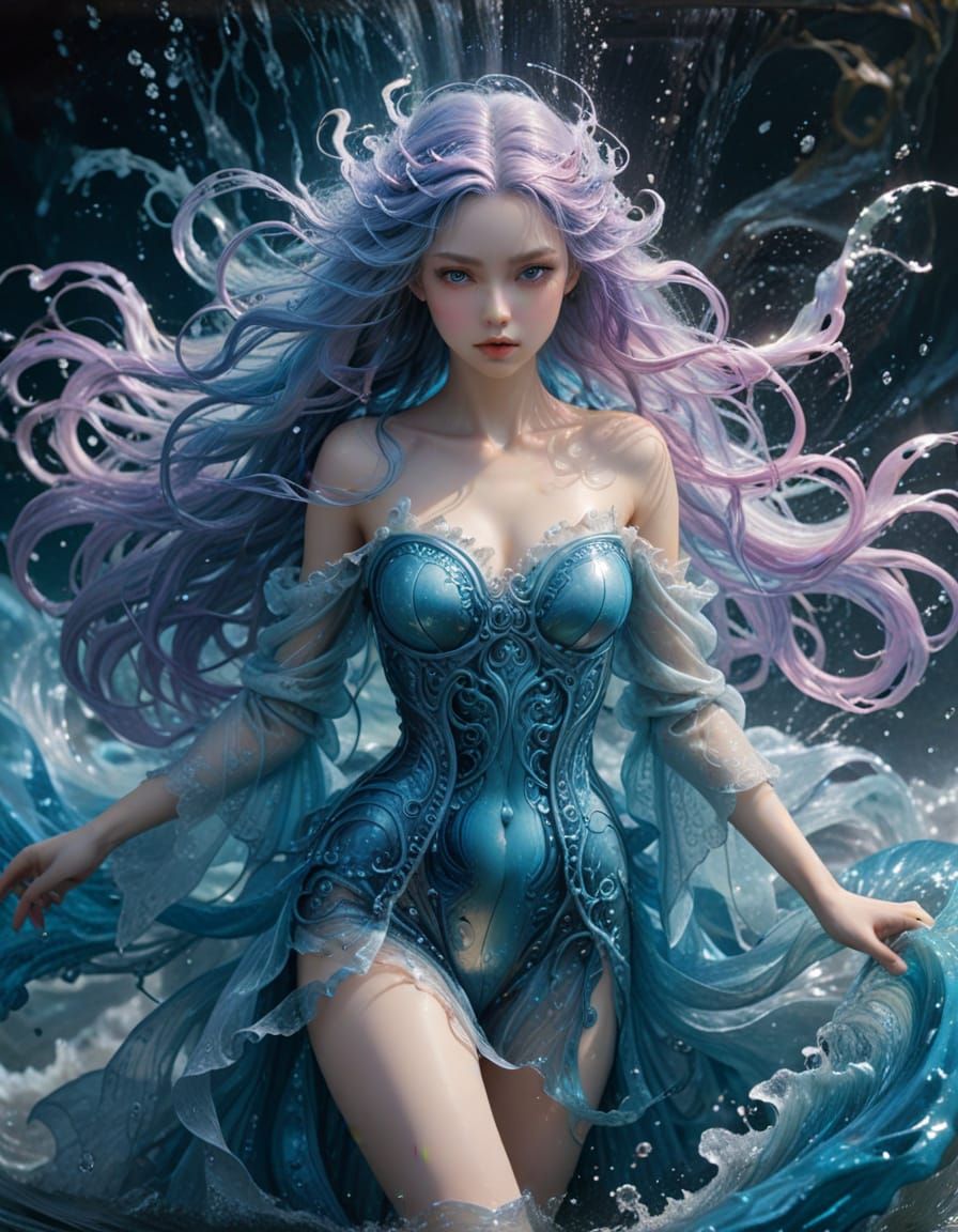 Ethereal Maiden in Dreamlike, Water-Inspired Fantasy Art