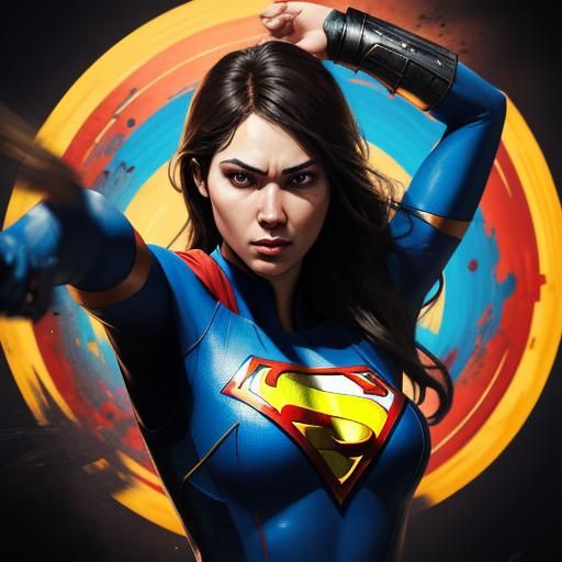 Hyperrealistic Superheroine in Splash Art Style