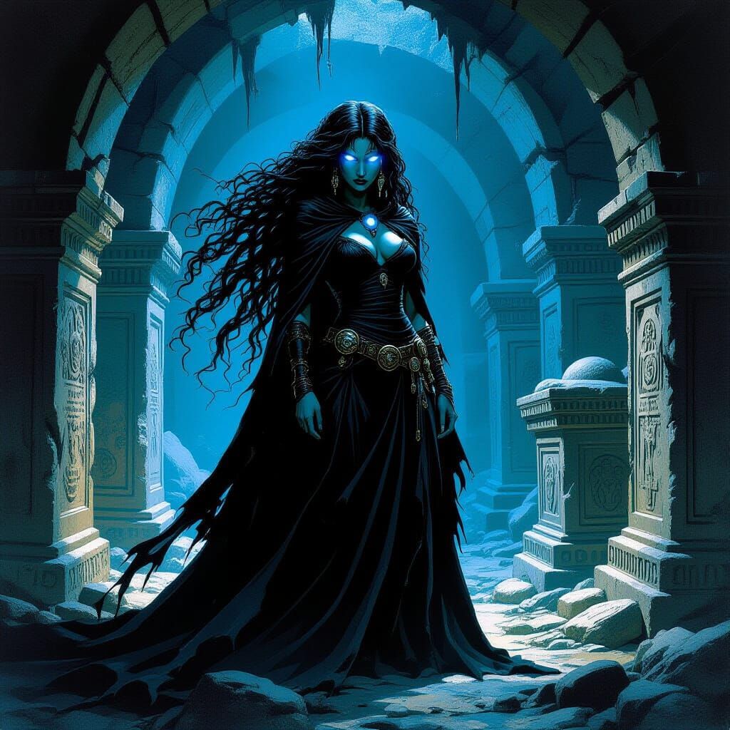 Medusa in Dark Catacombs Turns Centurions to Stone