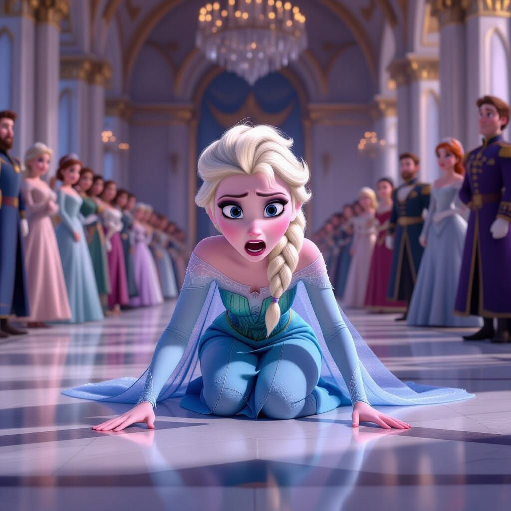 Elsa Panicked Search in Arendelle Ballroom