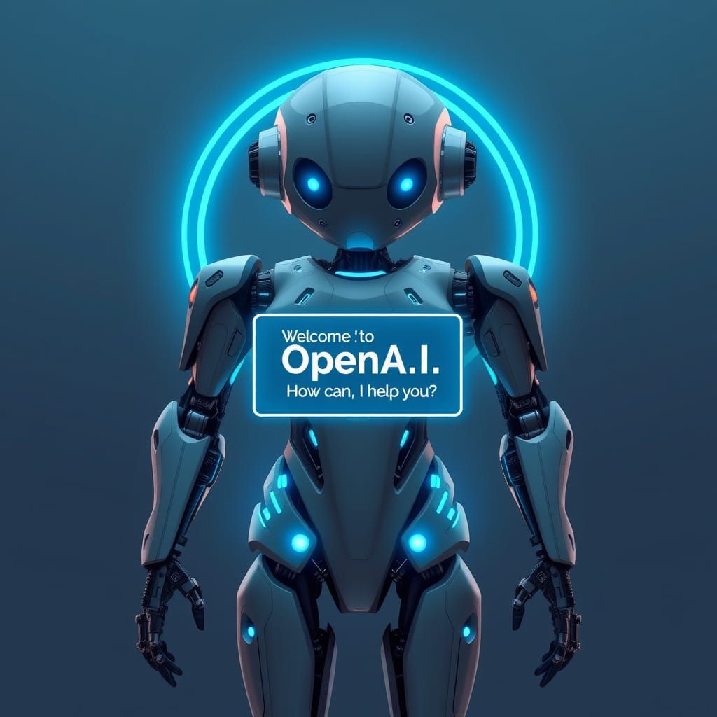 Futuristic Robot in a Cyberpunk Interface