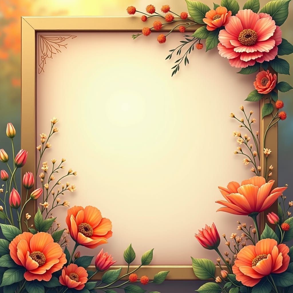 Floral Thanksgiving Card with Elegant Frame