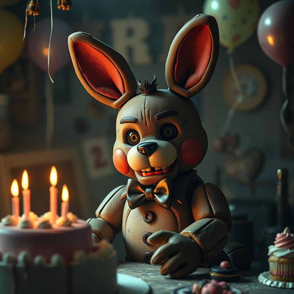 Worn Bonnie Animatronic in Abandoned Party Room