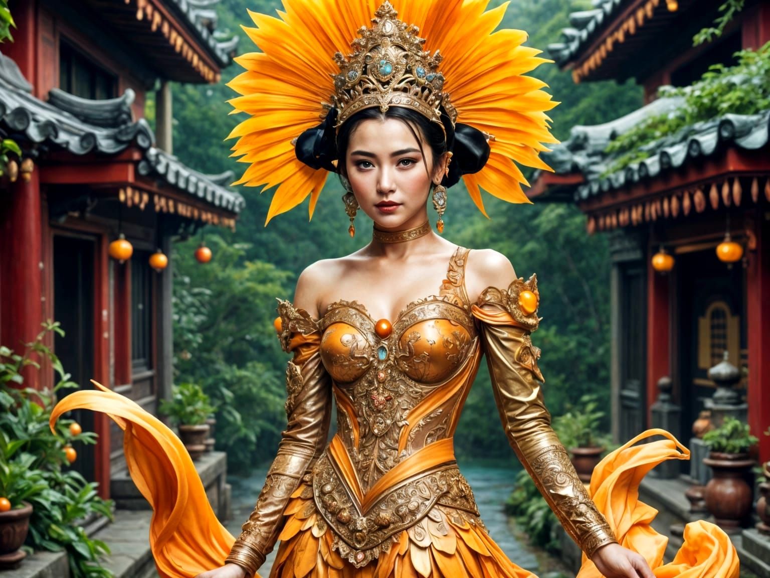 Spectacular Asian Costume in Art Nouveau Style
