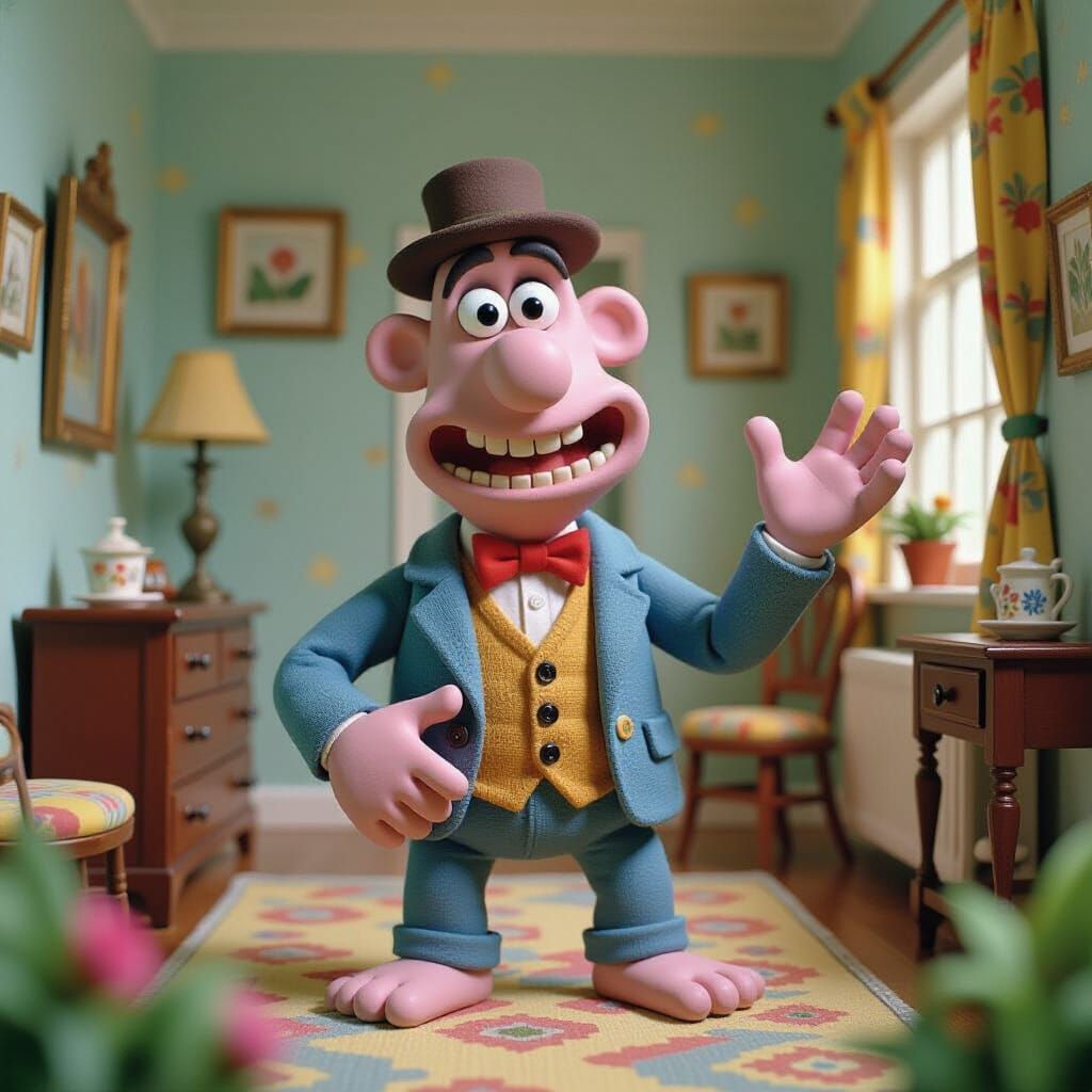 Eccentric Claymation Creature in Wallace and Gromit Style