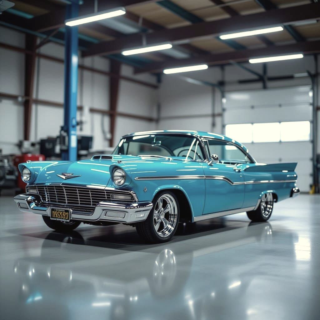 Modified 1958 Plymouth Fury in Candy Blue
