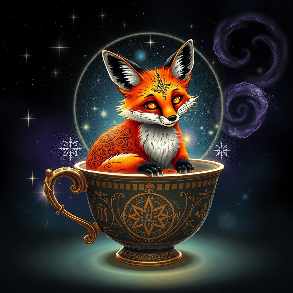 Fox in Mystical Cup, Visionary Art