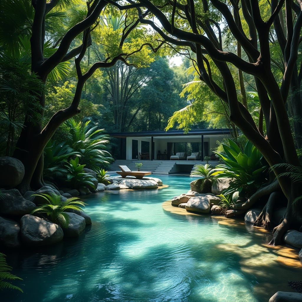 Modern Luxury Meets Jungle Serenity in Cyberpunk Style