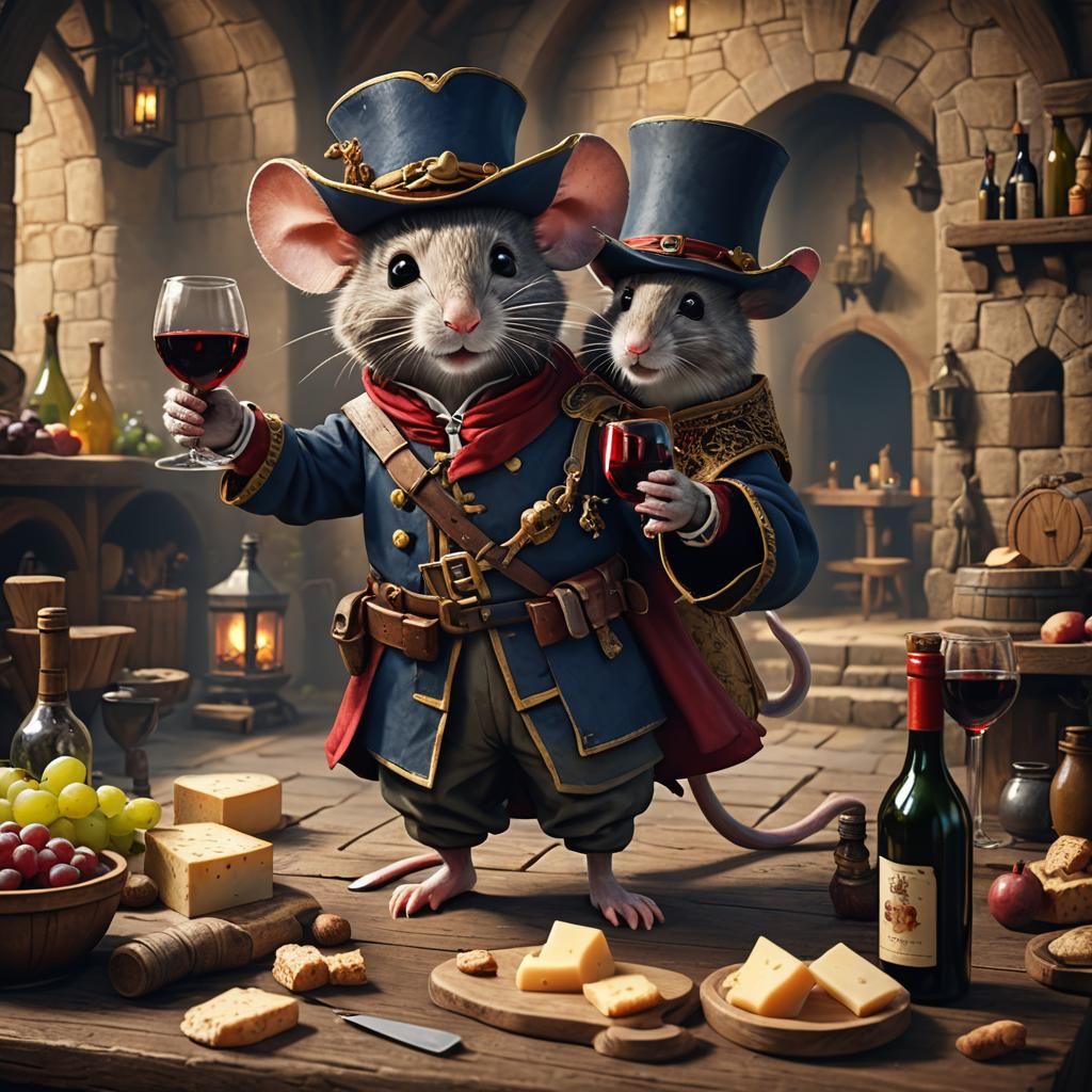 Mouse Musketeer's Wine and Cheese Feast