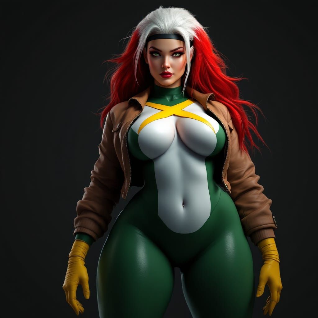Rogue in Rocco-Green Costume with Red Hair