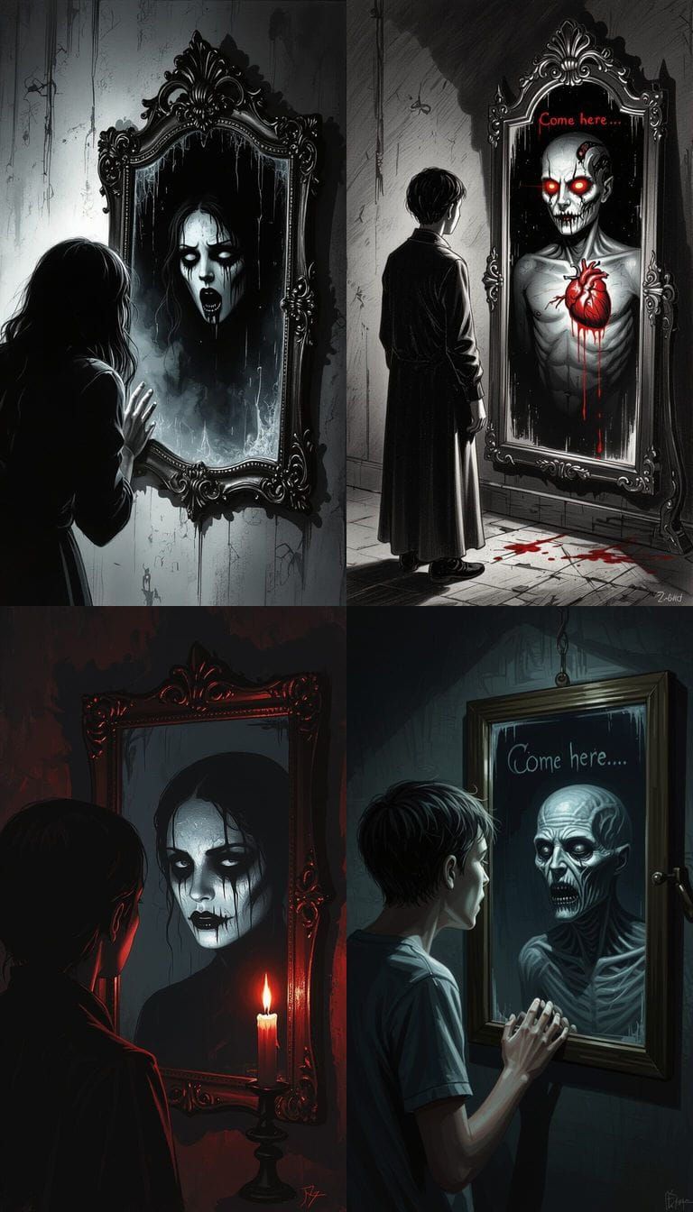 Mirror Reflection Gone, Darkened Face Whispers