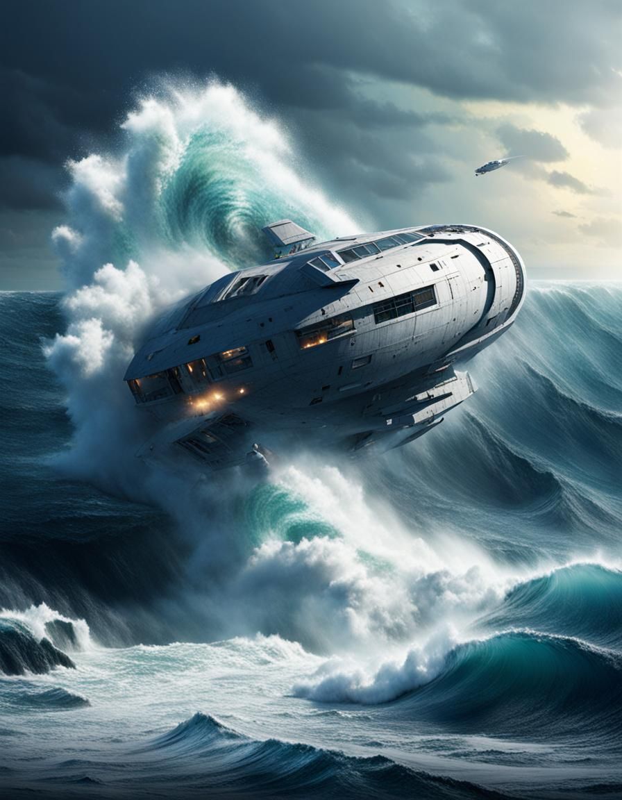 Spaceship Crash Creates Giant Waves