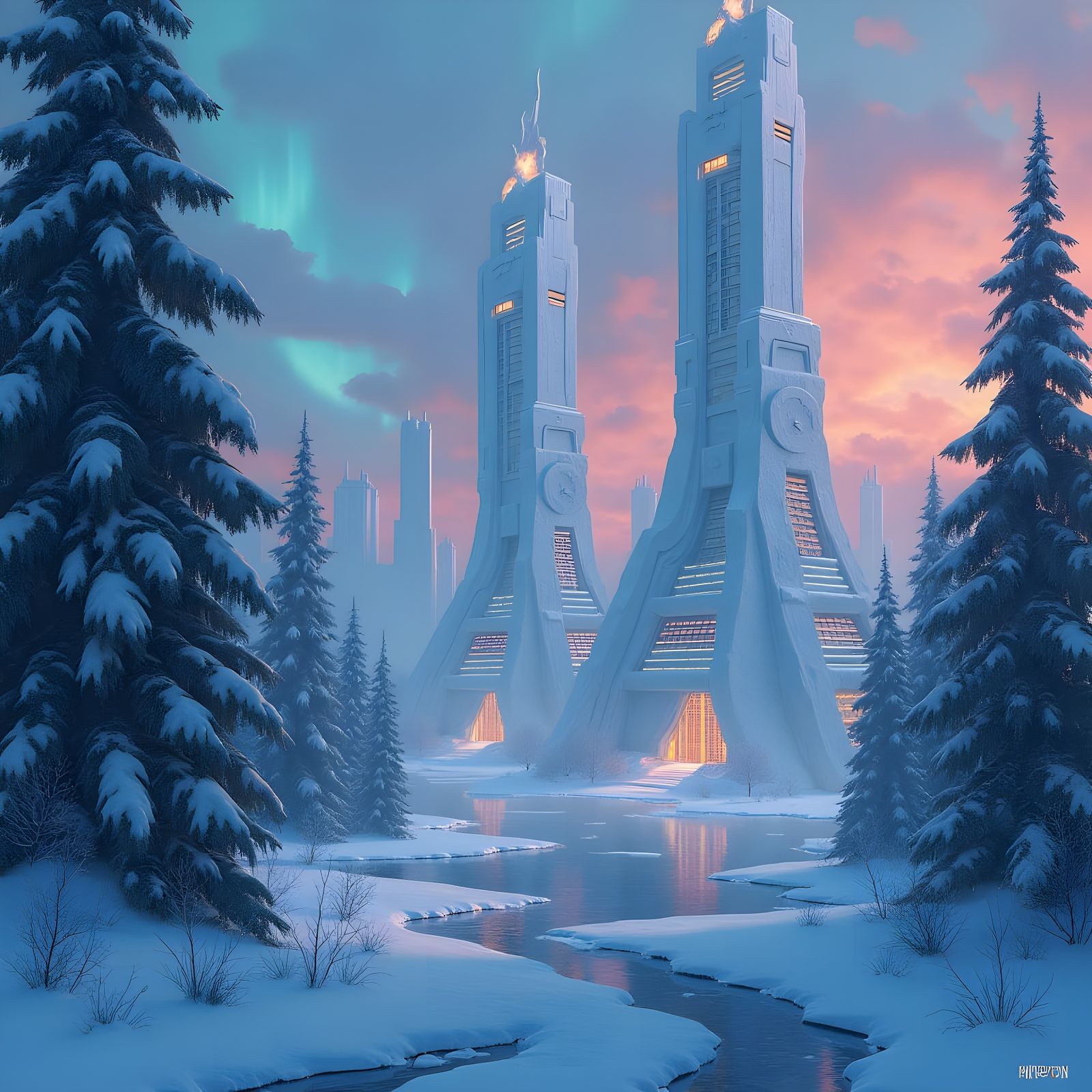 Futuristic Minnesota Winter: Detailed Matte Painting