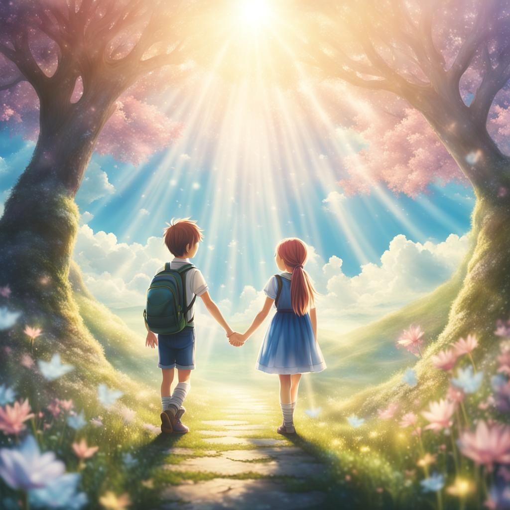 Children Hold Hands in Fairy Tale World