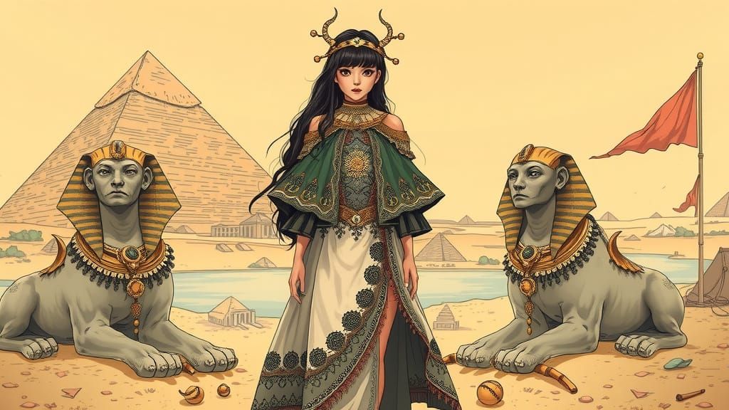 Steampunk Manga Creature in Egypt, Soft Lighting