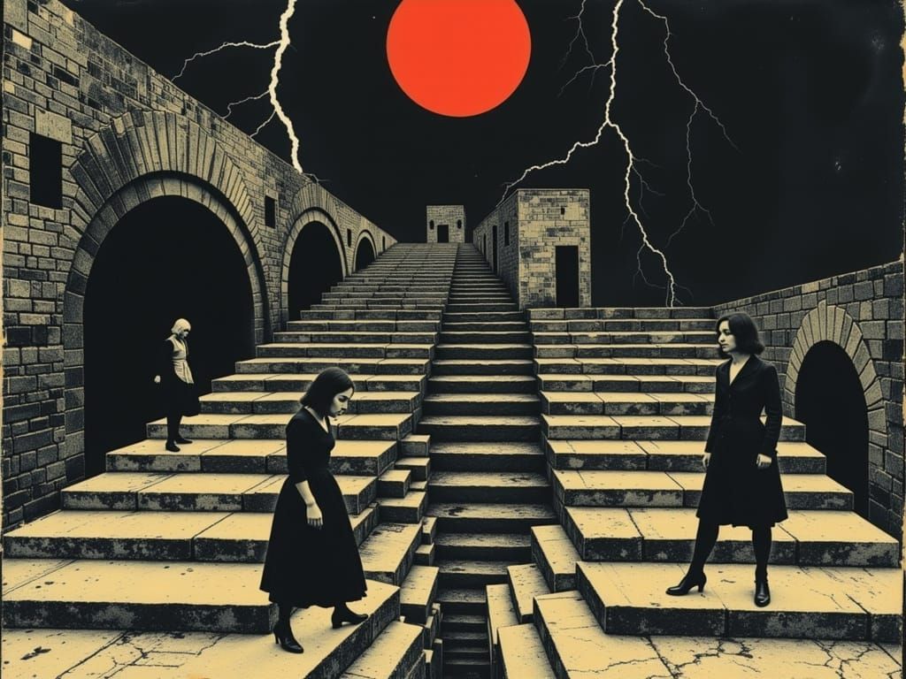 Queen of Hearts in M.C. Escher Style