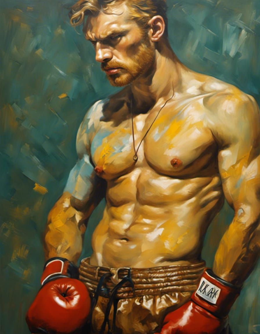 Boxer in Oil Painting Style with Bold Brushstrokes