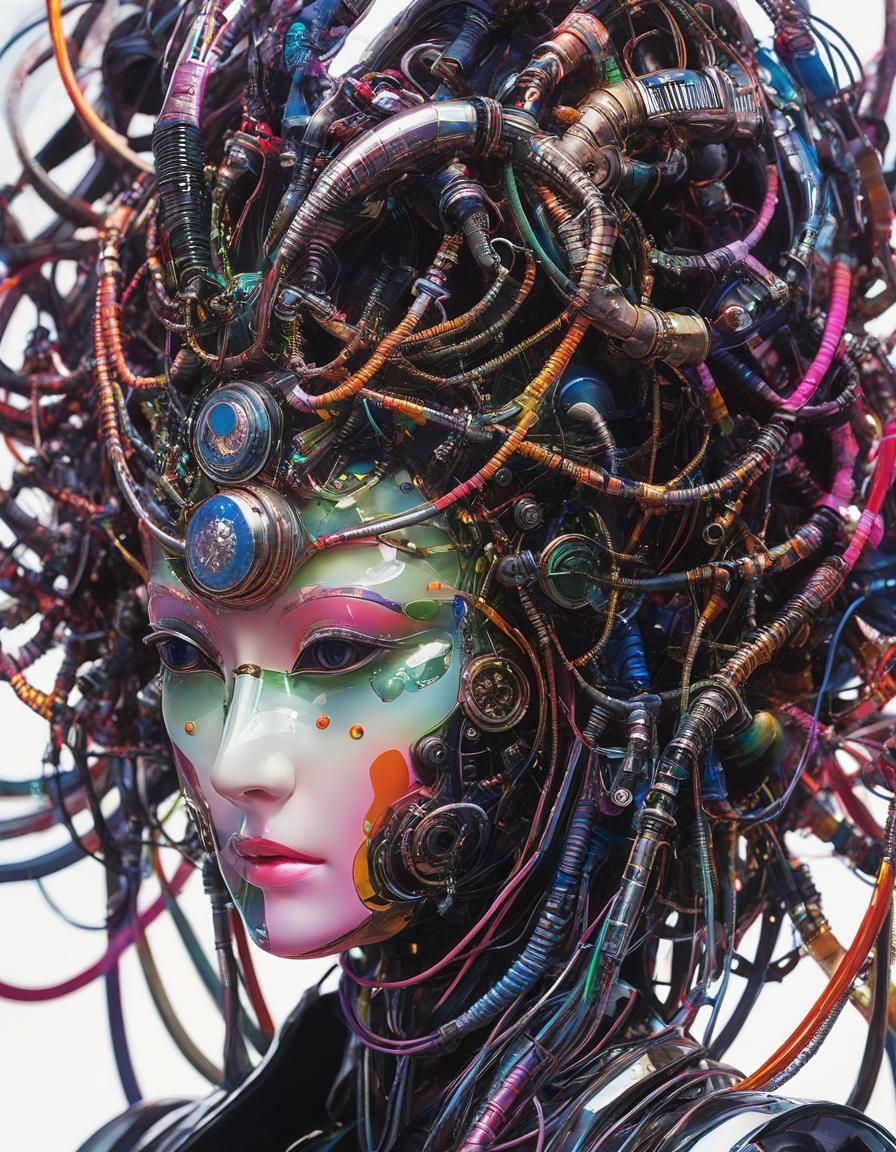 Cybernetic Medusa with Mask, in Cyberpunk Style