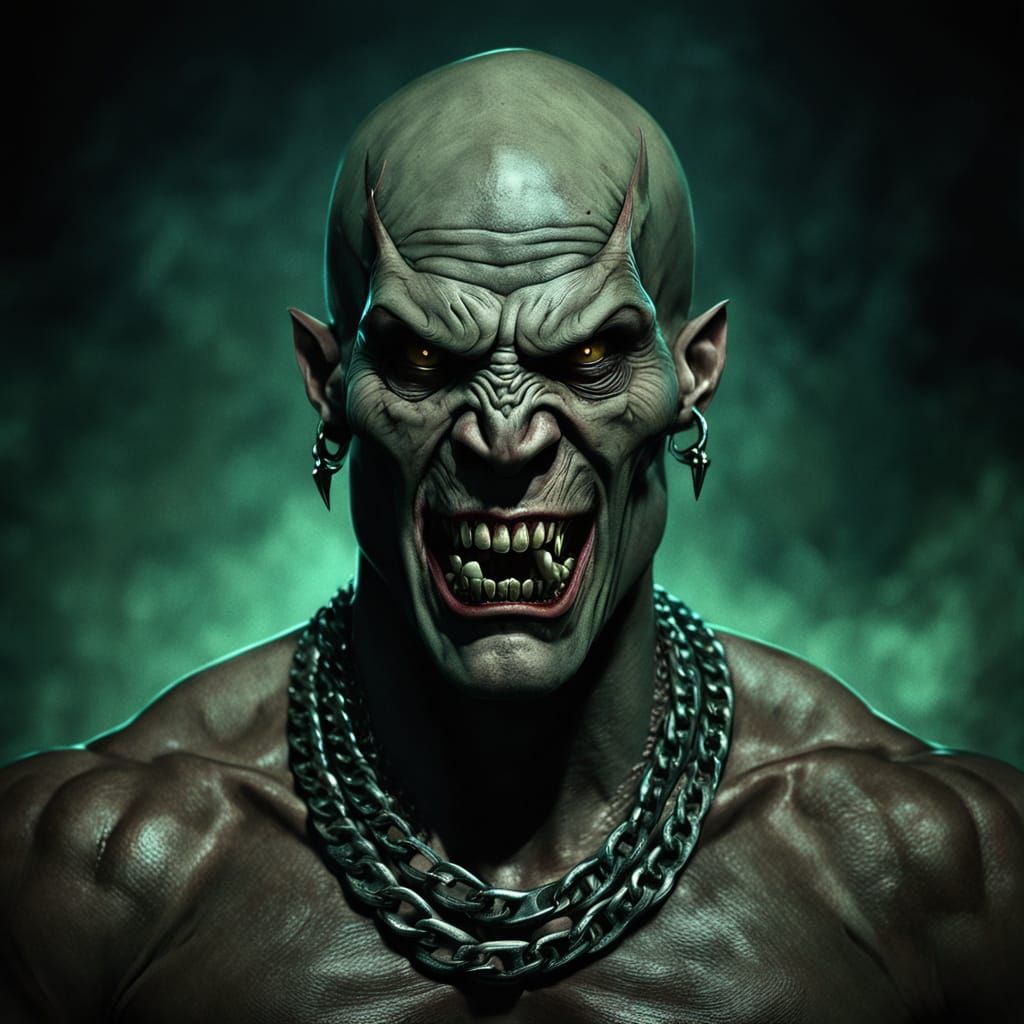 Muscular Dark Fantasy Creature in Cinematic Hyper-Realism