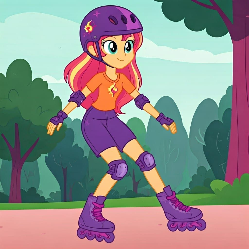 Human Sunny Starscout Rollerblading in the Park