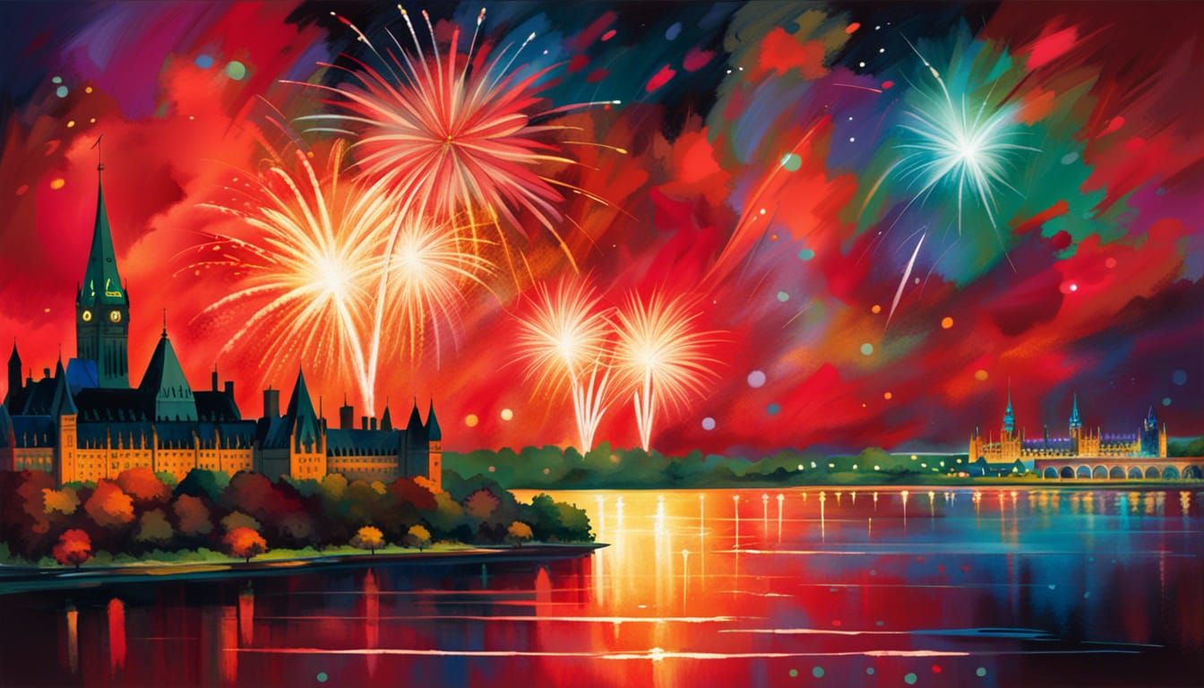 Canada Day Fireworks Over Parliament Hill