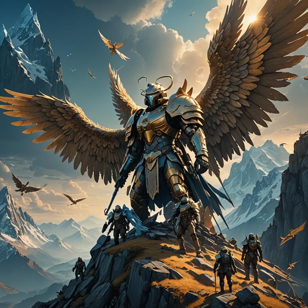 Angelic Army on Mystical Mountain Peak