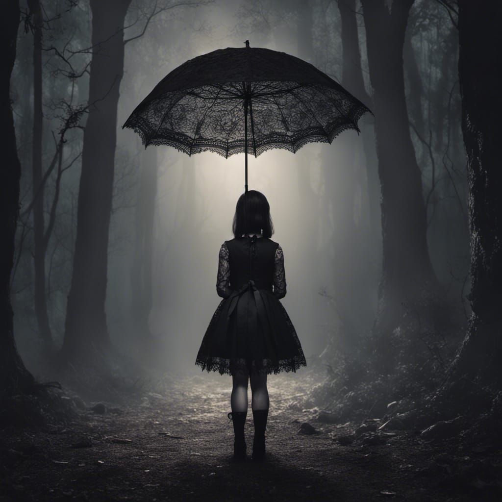 Wednesday Addams in a Moonlight Forest