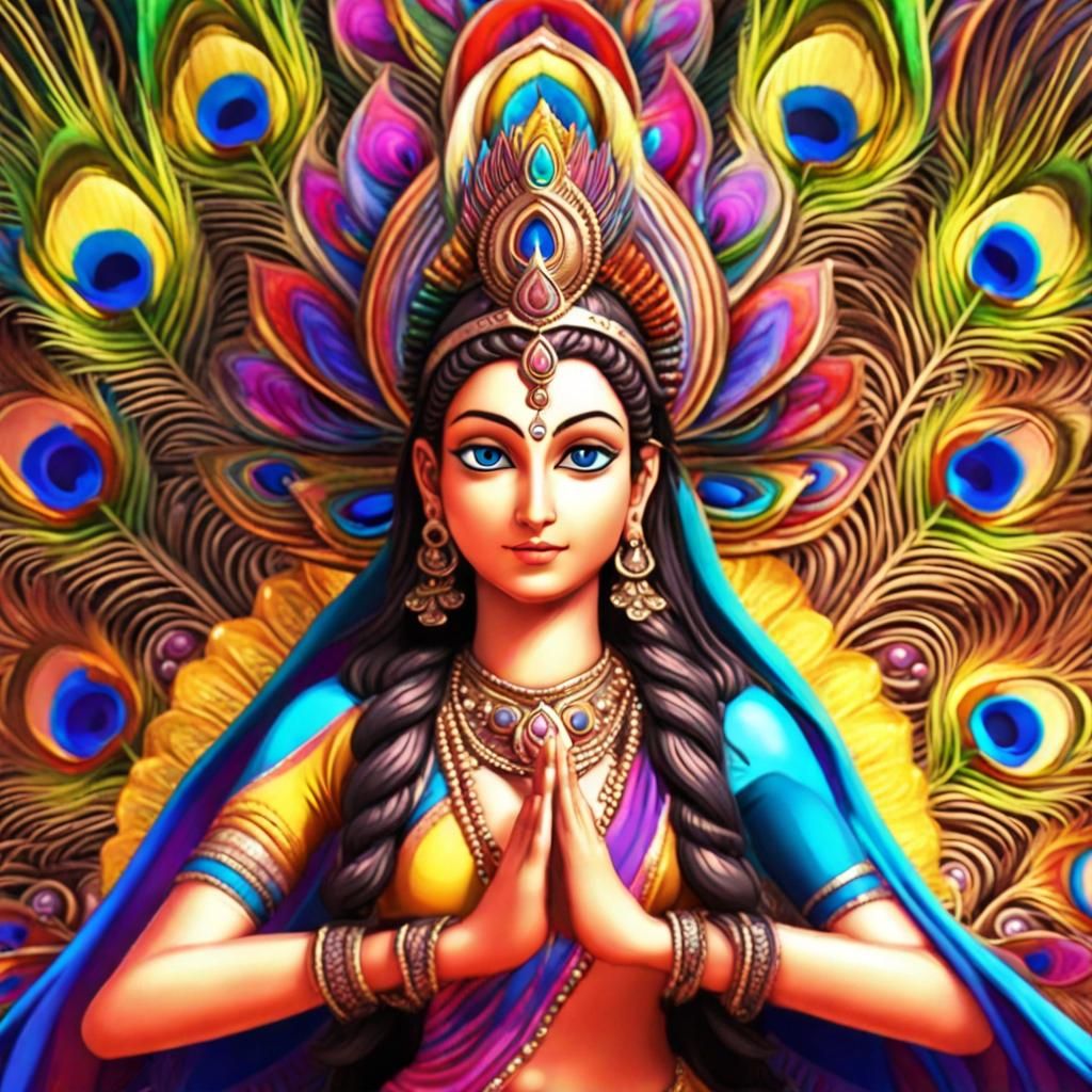 Animated Peacock Princess Praying to Shiva in 3D