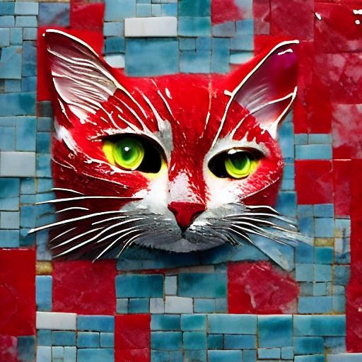 Fluffy Red Marble Cat in Hyperrealistic 3D Style