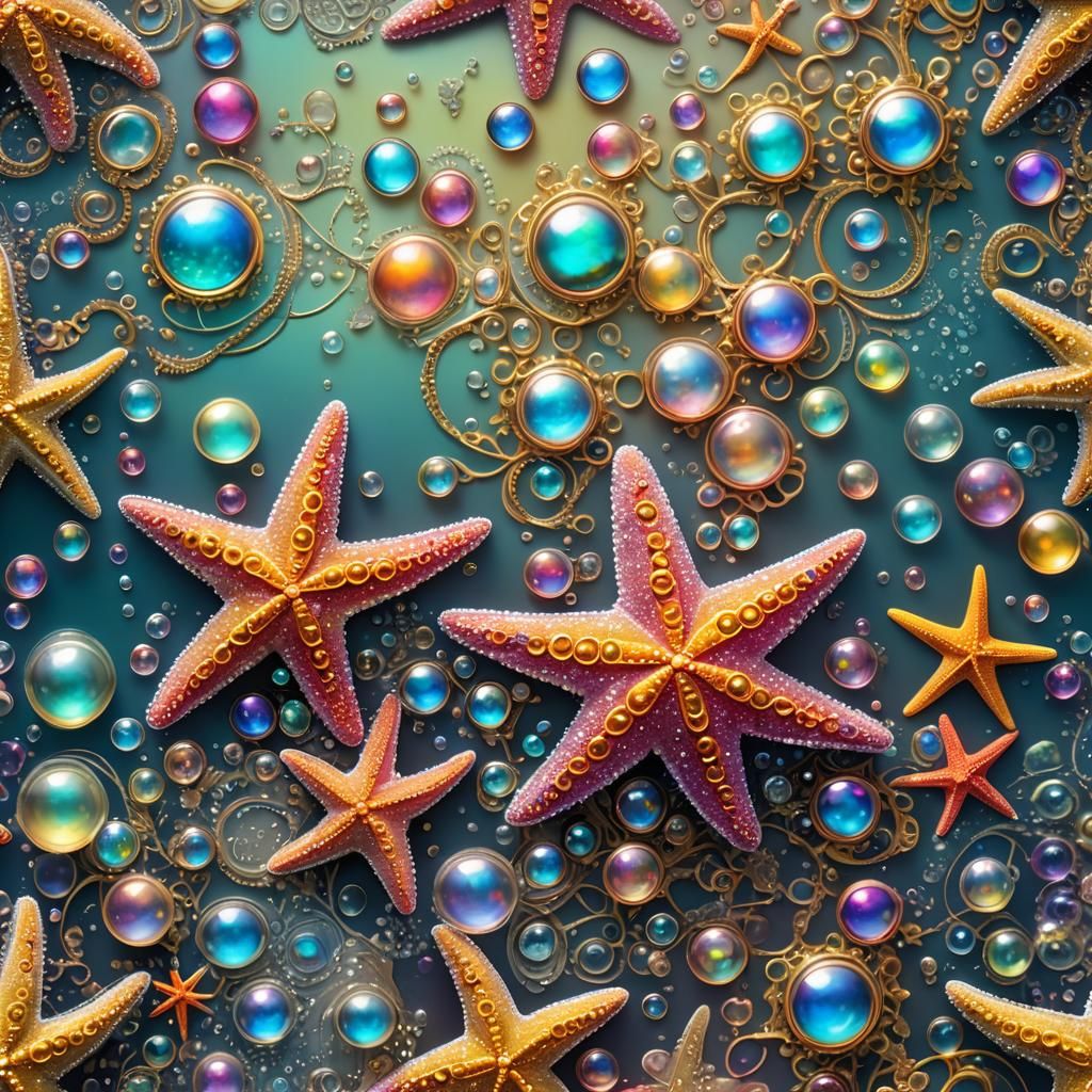 Bright Starfish with Luminous Bubbles, Ethereal Detail