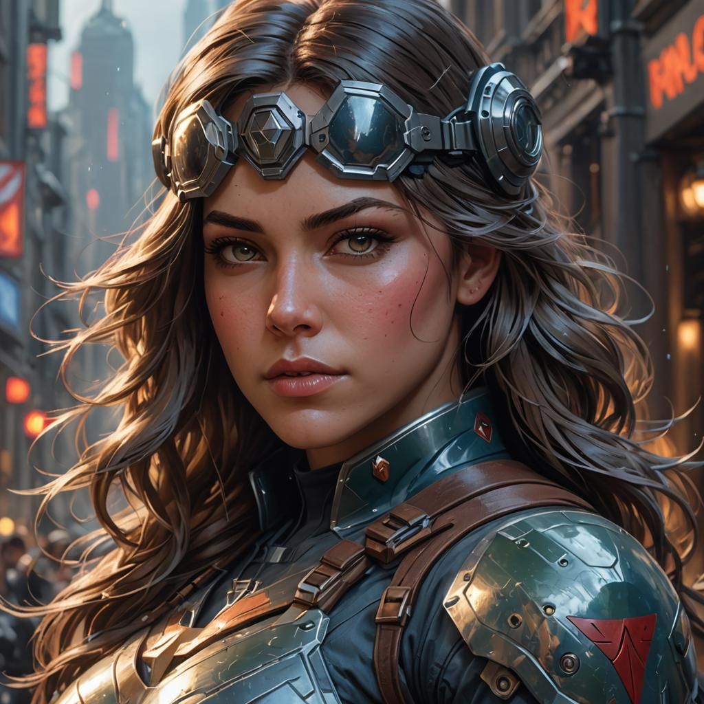 Hyperrealistic Female Super Soldier Portrait