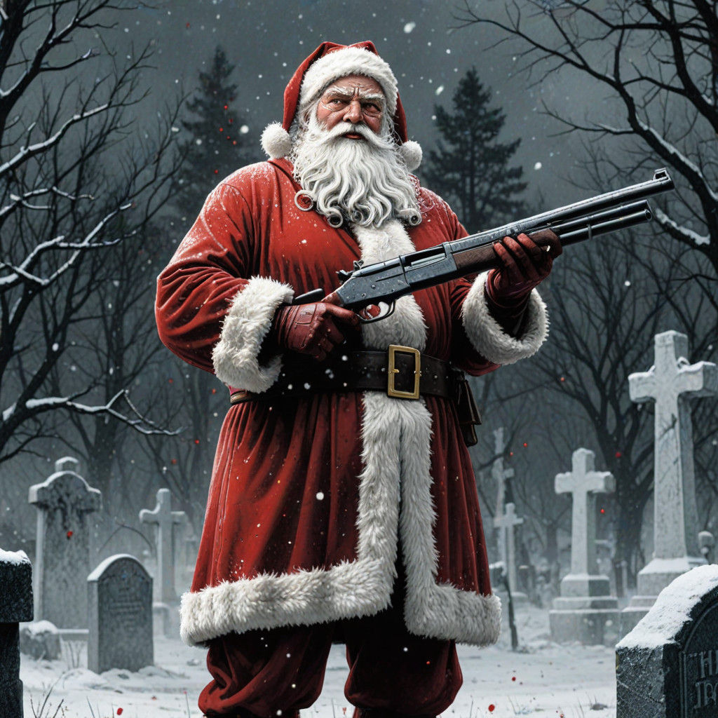 Gritty Santa in Dark Comic Book Style