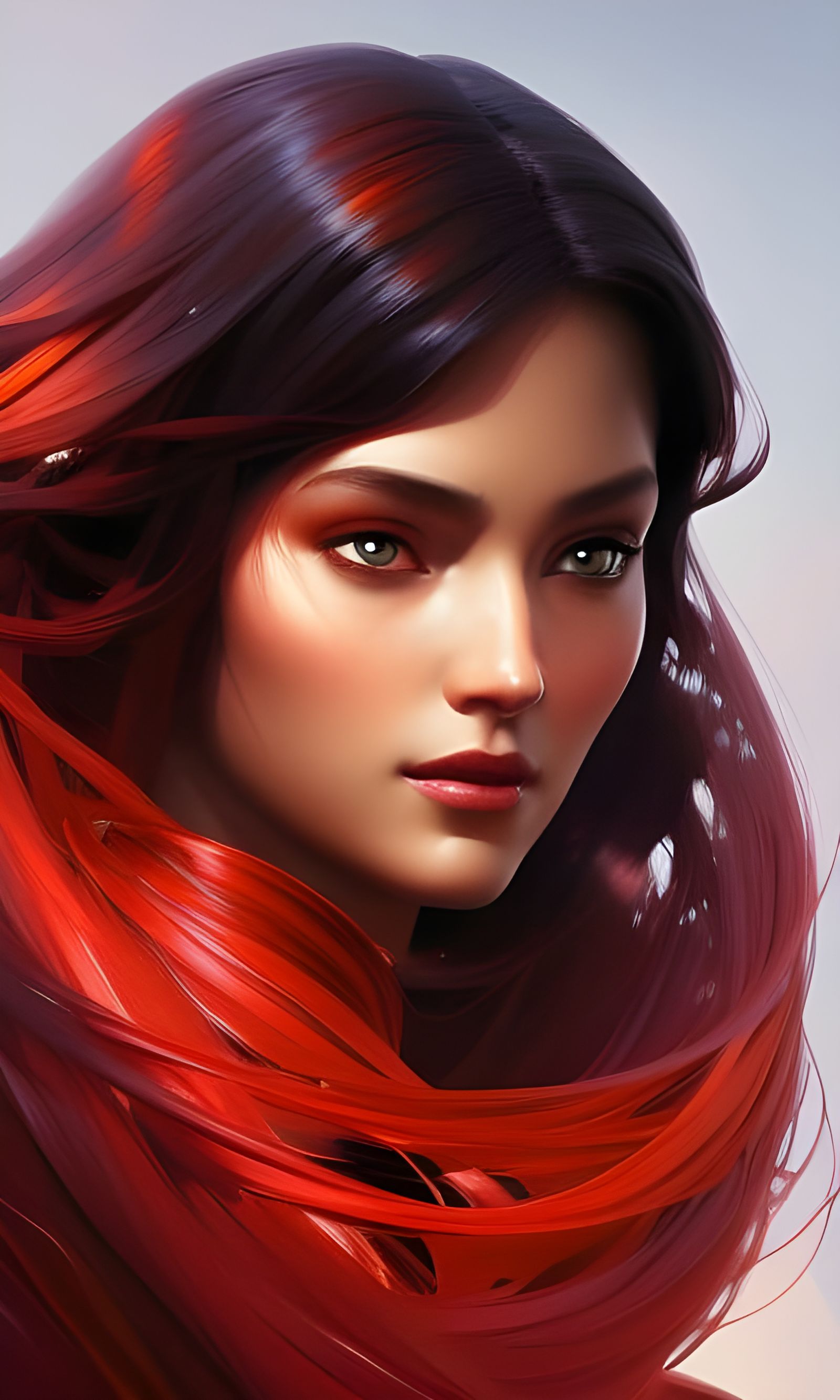 Awestruck Man in Red Digital Painting, Pixar Style