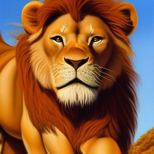 Lion King: Oil Painting in Golden-Age Style