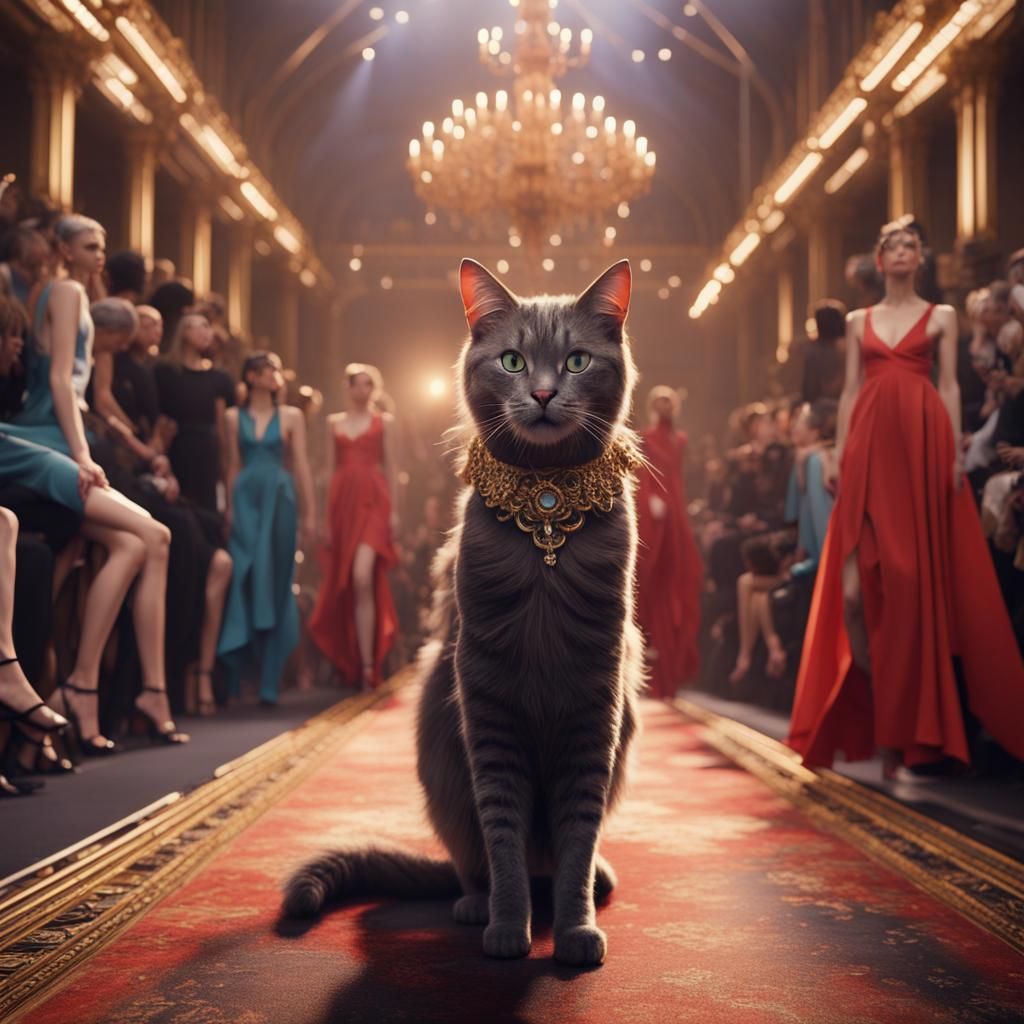Catwalk Cat: A Fashion Fantasy in Digital Art