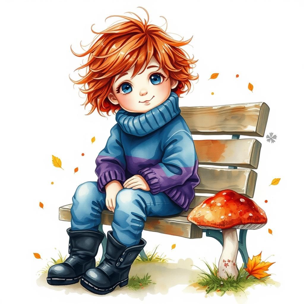 Toddler with Autumn Leaves in Her Hair