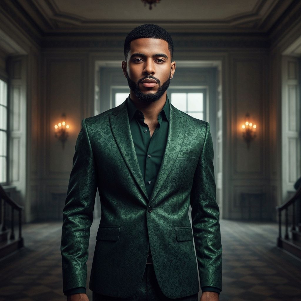 Man in Green Suit with Dramatic Lighting