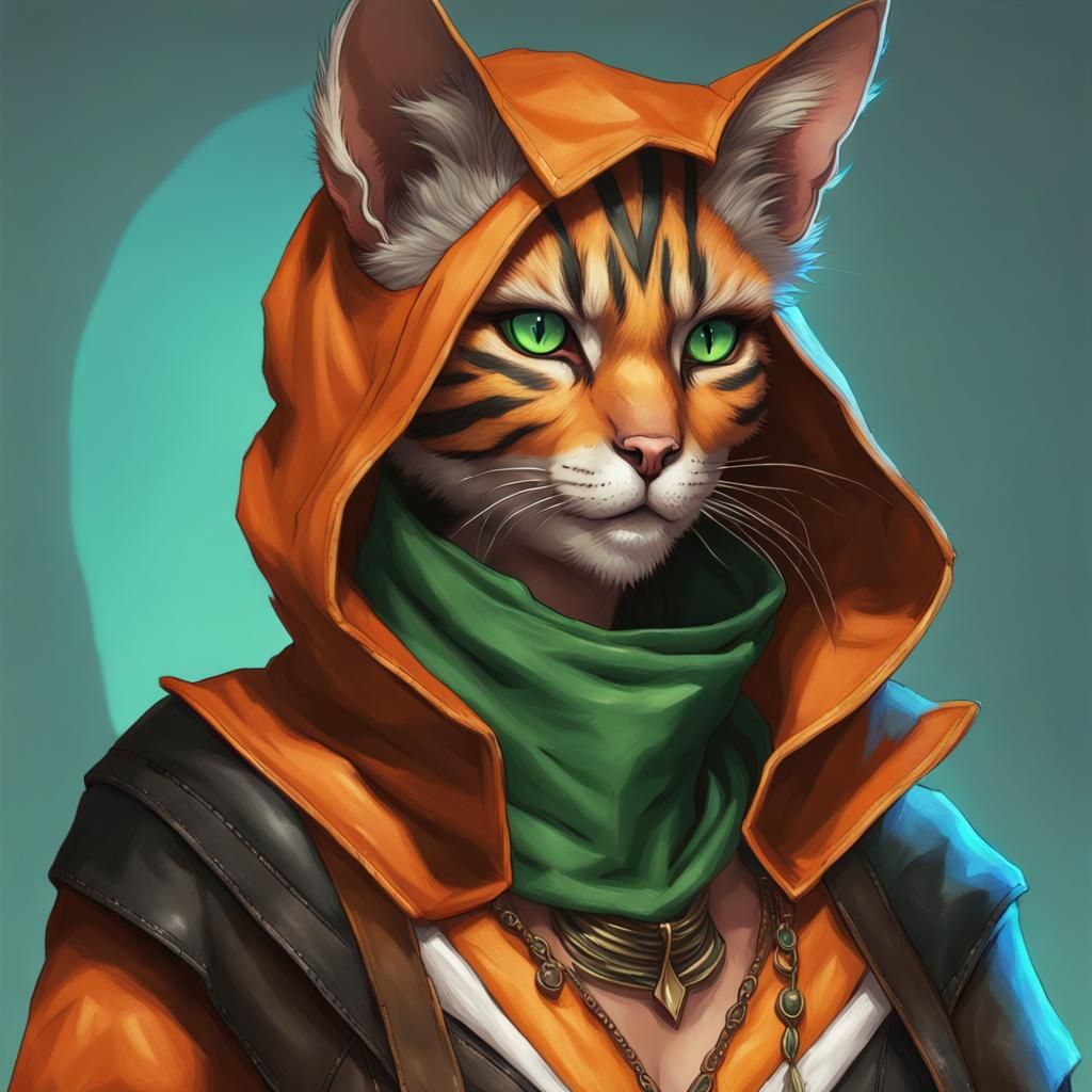 Striking Tabaxi Portrait in Dynamic Lighting