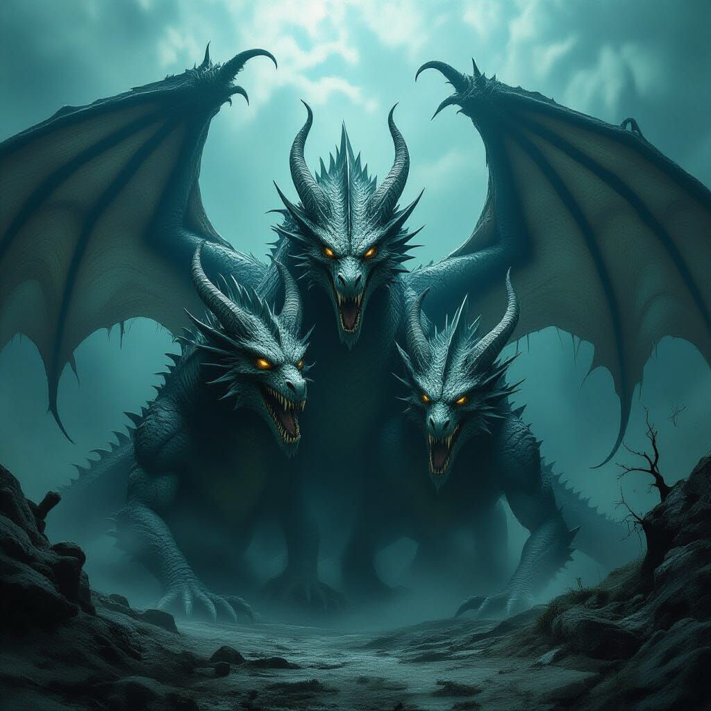 Three-Headed Dragon Clashes with Cthulhu